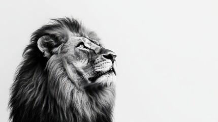 Majestic Lion Displaying Regal Posture Against Minimalistic Background