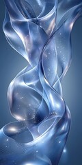 A mesmerizing abstract composition featuring flowing blue ribbons of light intertwined with shimmering stars, creating a sense of depth and ethereal beauty.