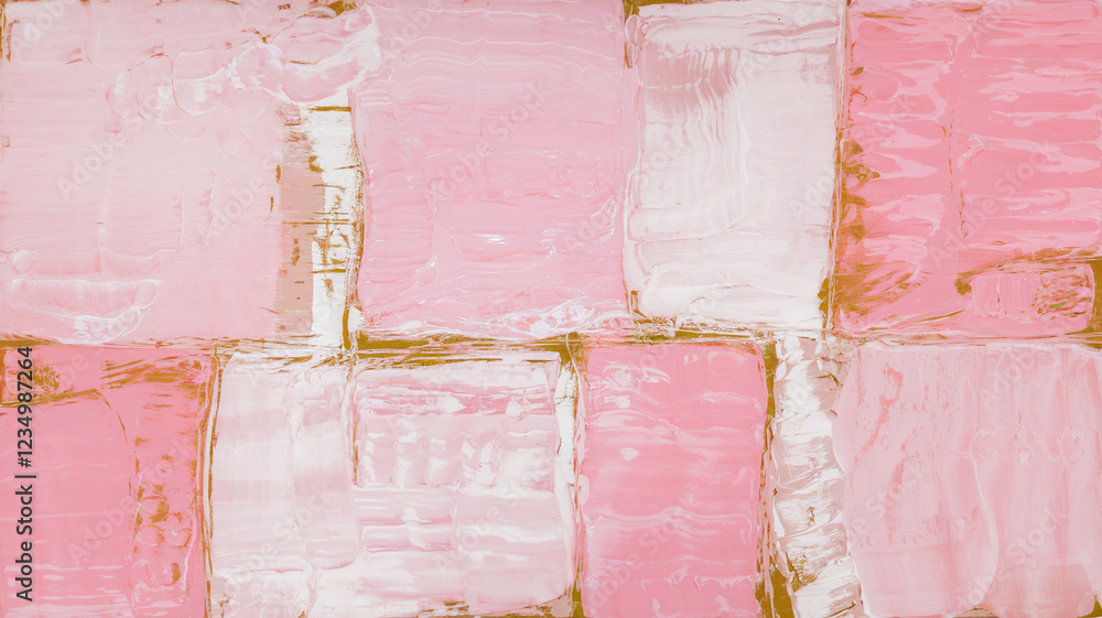 Poster abstract painting with soft pink tones and textured brushstrokes creating a sense of movement and de