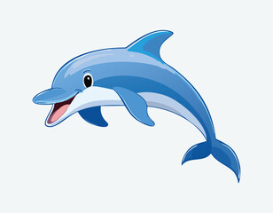 A cute cartoon dolphin jumping out of water and the dolphin jumping flat design.