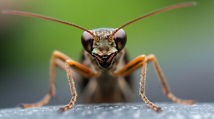 Fototapeta premium UpClose View of a Brown Beetle's Face with Amazing Detail in a Macro Shot : Generative AI