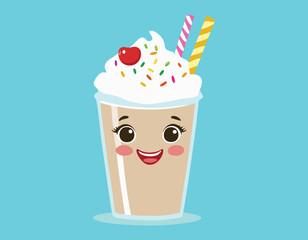 strawberry ice cream vector flat design...