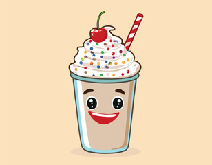 strawberry ice cream vector flat design...