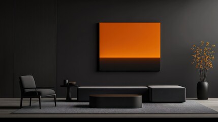 Cozy and Luxurious Living Room with Blank Wall for Mockup Space - Perfect for Apartment Design and Lifestyle Inspiration