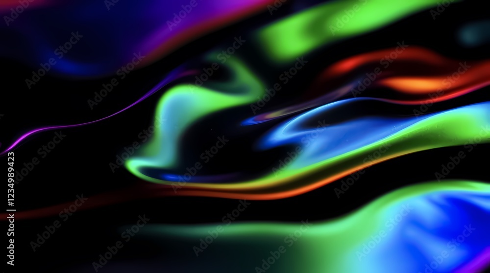 Aufkleber colorful abstract waves flowing in vibrant patterns against a dark background. generative ai