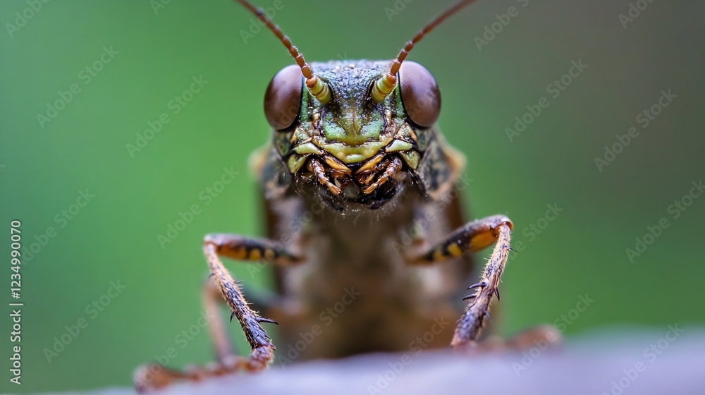 Poster Green Cicada on Stone Capturing Insect Expression and Detail for Nature Enthusiasts : Generative AI