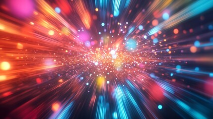 Obraz premium Dynamic Fireworklike Colorful Light Streaks Creating a Sense of Motion and Energy : Generative AI