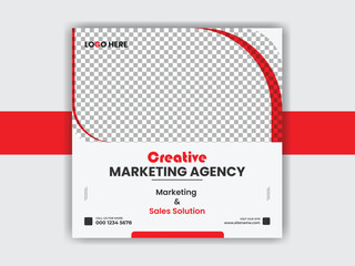 Creative marketing agency post banner and social media marketing template vector design