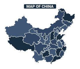 Map of China political map regions vector illustration