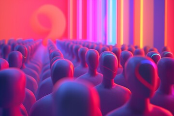 Obraz premium A vibrant scene depicting a diverse crowd in a colorful and dynamic setting.