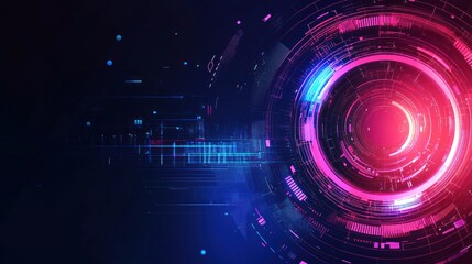 Fototapeta premium Abstract Technological Futuristic Neon Circle Design