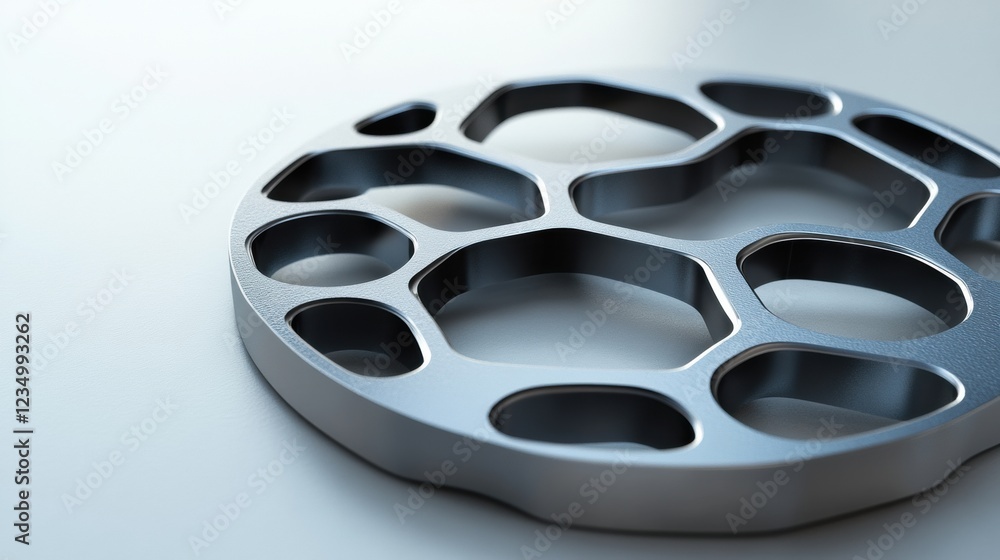 Aufkleber Close up view of a modern metallic design with intricate holes reflecting light and showing depth and detail. Generative AI