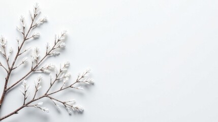 Winter Branches on White Background A Minimalist Festive Design Element for Holiday Greetings