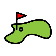 Golf Hole Vector Filled Icon Design