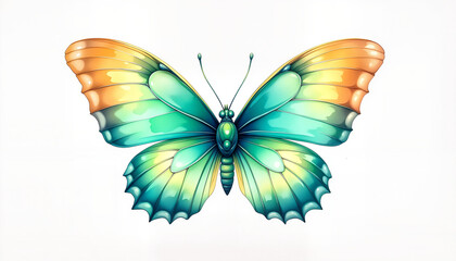 Malachite butterfly basking in sunlight, vibrant watercolor art