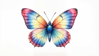 Vibrant watercolor butterfly illustration on white background, nature beauty