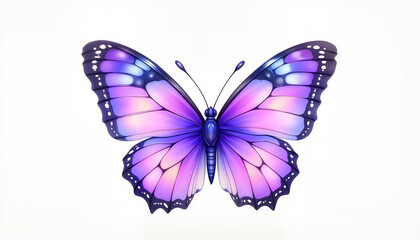 Violet crowned butterfly resting on white background, nature's beauty