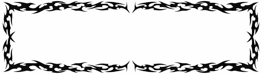 Gothic symmetrical fire long frames in black tribal abstract shape free-hand style vector design