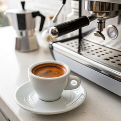 AI-generated Espresso - A close-up shot of a cup of espresso with rich crema.