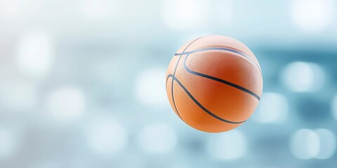 Basketball ball floating on abstract blurred background representing sporting events