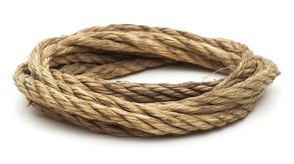 Obraz premium Coiled hemp rope with weathered texture and nautical theme