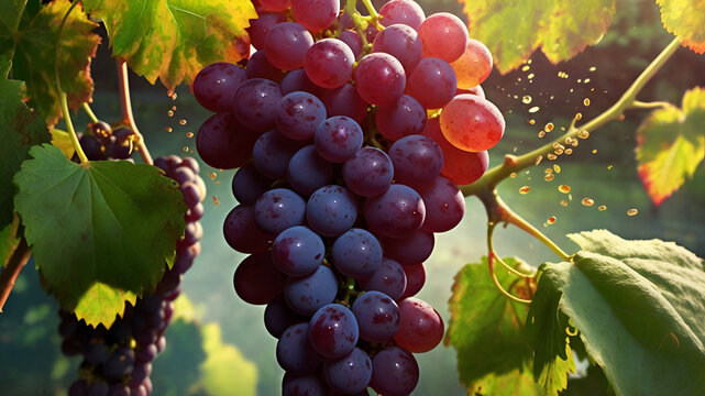 red grapes in vineyard