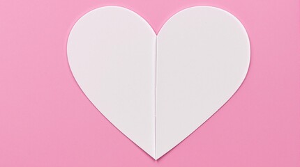 a white heart-shaped paper cutout set against a pink background, perfect for love and romance themes
