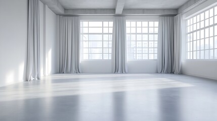 Fototapeta premium Spacious Modern Minimalist Room With Large Windows and Soft Natural Light : Generative AI
