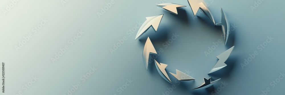 Fototapete circular arrangement of arrows illustrating movement and direction in a smooth, modern design on a b