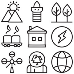 Energy and Ecology Line Editable Icons set. Vector illustration in modern thin line style