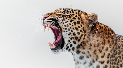 Obraz premium Majestic Leopard Roaring with Intense Expression and Powerful Presence