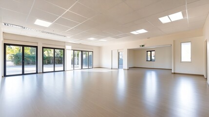 Spacious Modern Indoor Venue with Open Floor Plan and Ample Natural Lighting : Generative AI