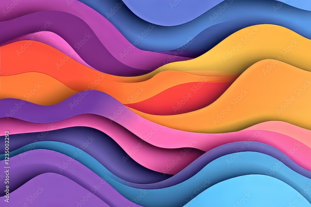 Poster vibrant, layered waves of color create a dynamic and playful abstract design. perfect for background