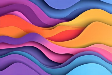 Vibrant, Layered Waves Of Color Create A Dynamic And Playful Abstract Design.  Perfect For Backgrounds Or Modern Art.