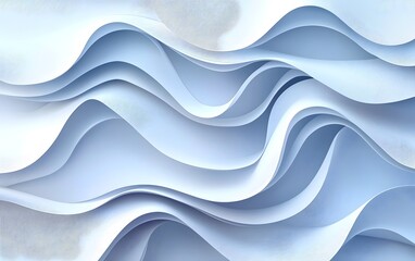 Fototapeta premium An abstract design featuring soft, flowing waves in shades of light blue and white, creating a serene and soothing atmosphere.