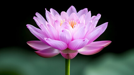 Fototapeta premium Pink lotus flower blooms, serene pond background, nature beauty, ideal for relaxation