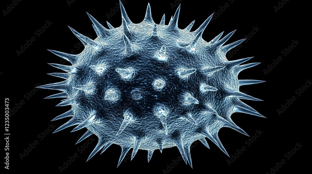 Poster microscopic image of a spiky cellular structure