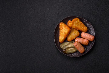 Hash browns with potatoes and onions, salt and spices