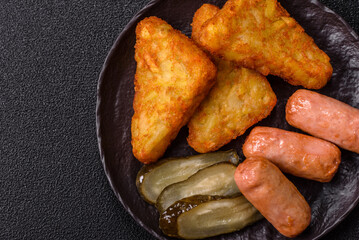 Hash browns with potatoes and onions, salt and spices