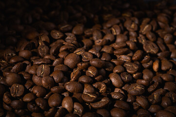 Coffee beans background view from above banner resolution