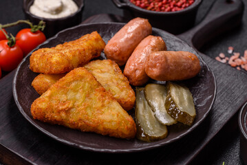 Hash browns with potatoes and onions, salt and spices