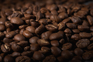 Coffee beans background view from above banner resolution