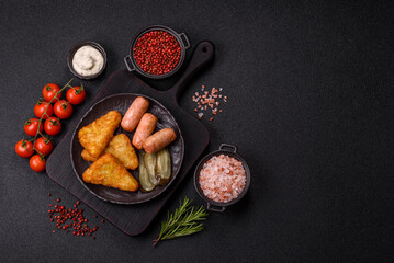 Hash browns with potatoes and onions, salt and spices