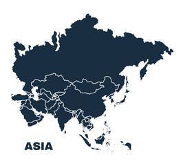 Asia map flat border outline vector