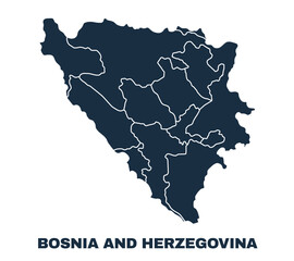 Bosnia map flat border outline vector