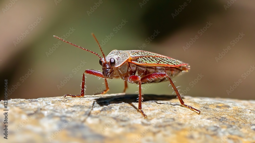 Poster Closeup of a Grasshopper Posing on a Rock in Natural Sunlight : Generative AI