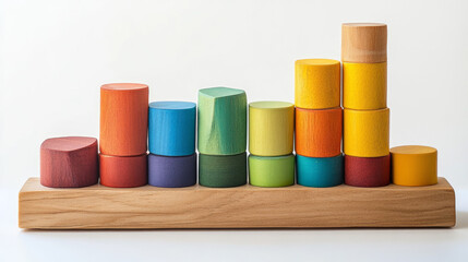 Wooden blocks in bright colors for kids to play with and learn from