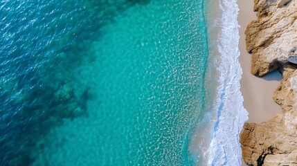 Pristine Aegean Coastline with Crystal Clear Blue Waters and White Sandy Beaches : Generative AI