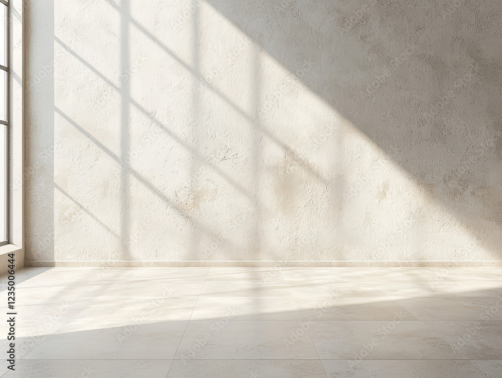 Poster minimalist wall with soft lighting creating an open and airy atmosphere for various activities