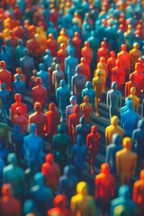 Obraz premium Colorful plastic figures representing a diverse crowd in vibrant hues.